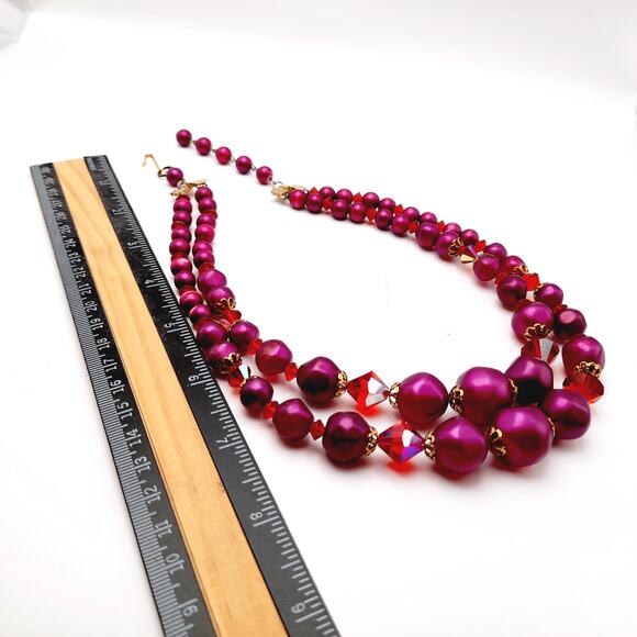 Vintage Arthur Pepper (ART) Purple Beads Red Crystal Necklace - Picture 14 of 14